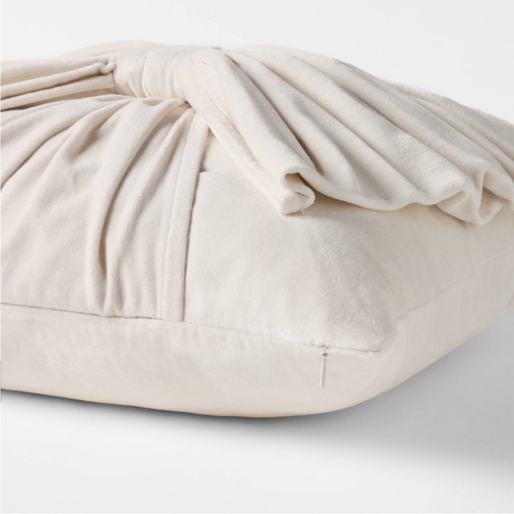 20"x20" Velvet Bow Throw Pillow Cream - Threshold™ designed with Studio McGee - Picture 4 of 4